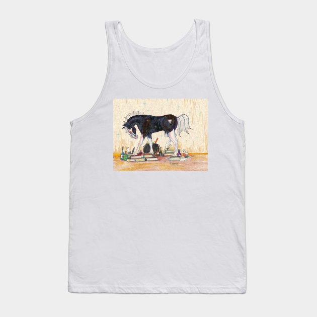 Horse with Books Tank Top by pegacorna